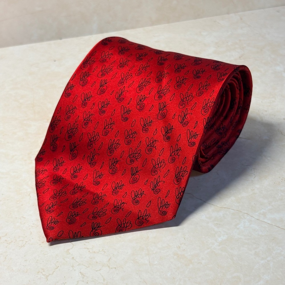 VTG J. Garcia Red Silk Tie Collection 14 Like a Twittering Machine Abstract 1996